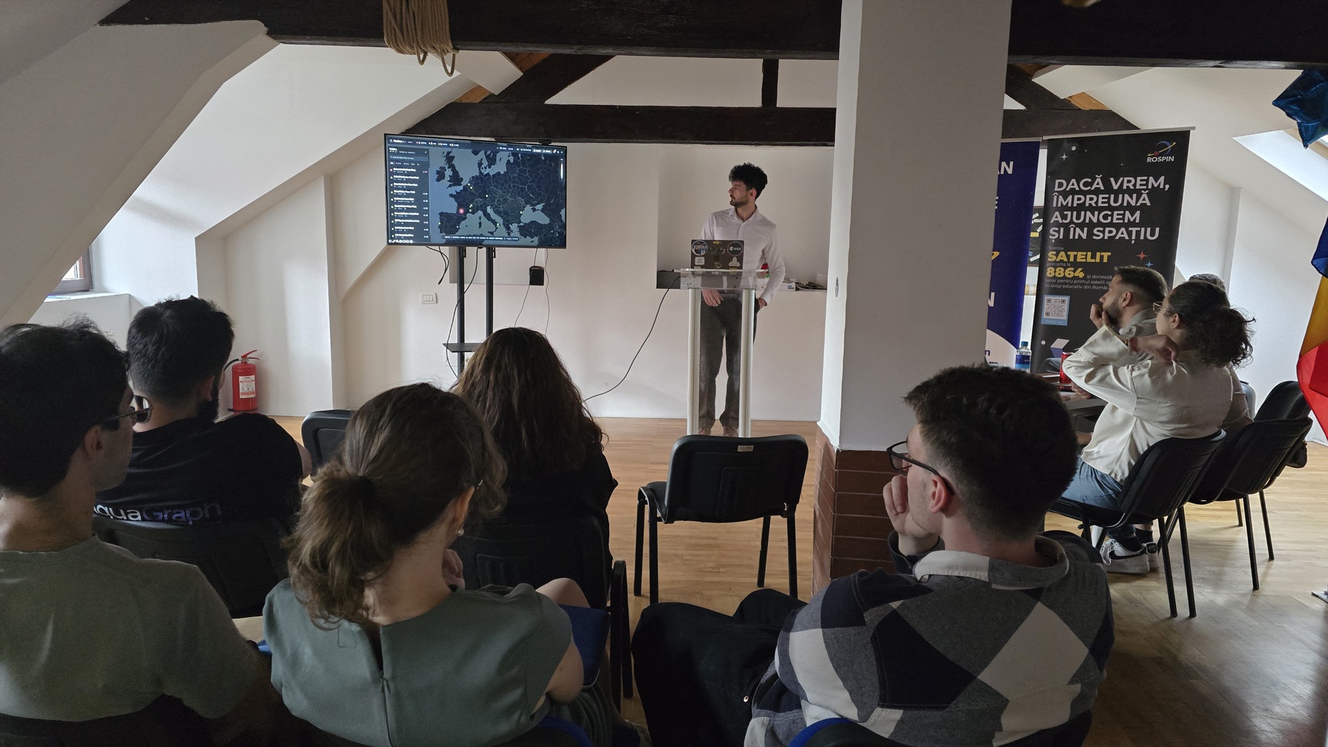 A live product demo in front of the room